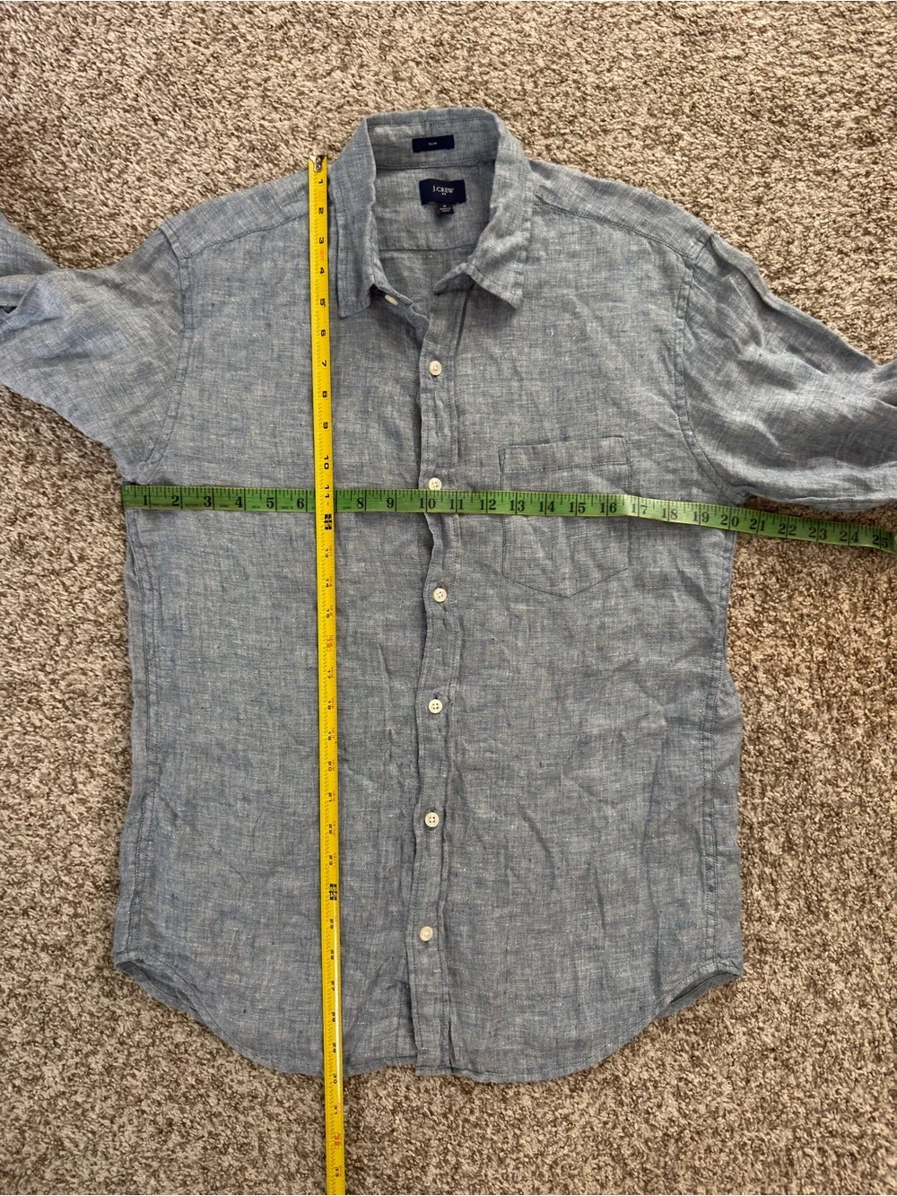J.Crew Men's Slim Fit Linen Button Down Shirt Size M Gray Blue Long Sleeve